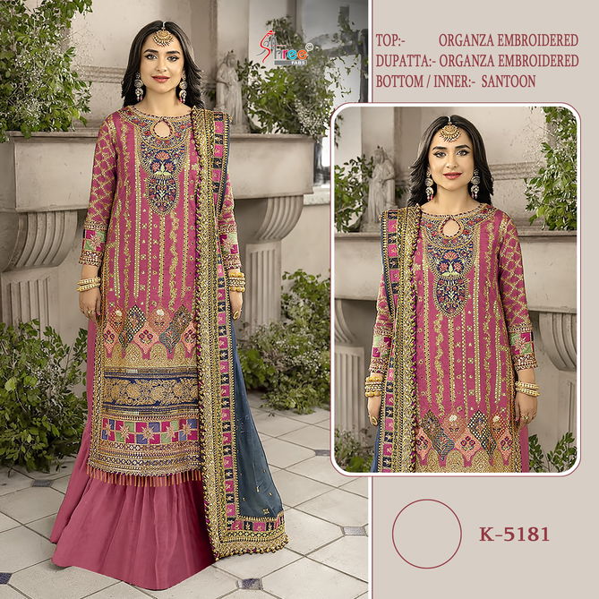 Shree K 5181 Organza Embroidered Pakistani Suits Wholesale Market In Surat
